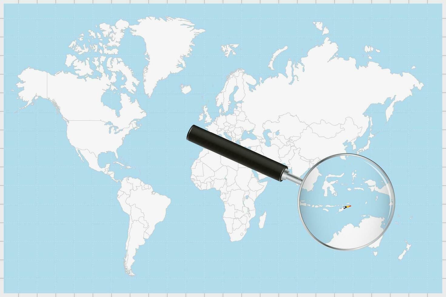 aumentador vaso demostración un mapa de este Timor en un mundo mapa. vector