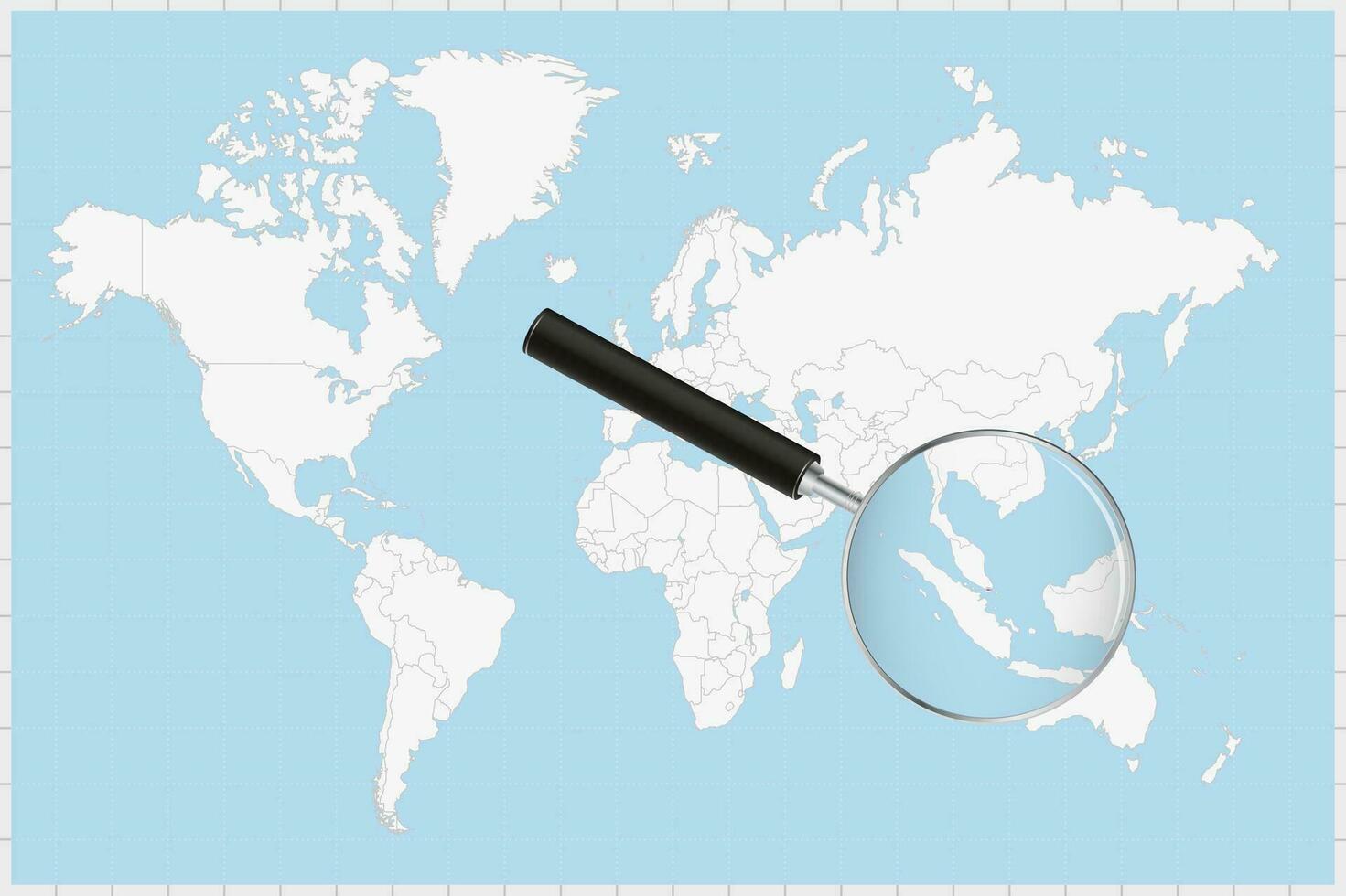 aumentador vaso demostración un mapa de Singapur en un mundo mapa. vector