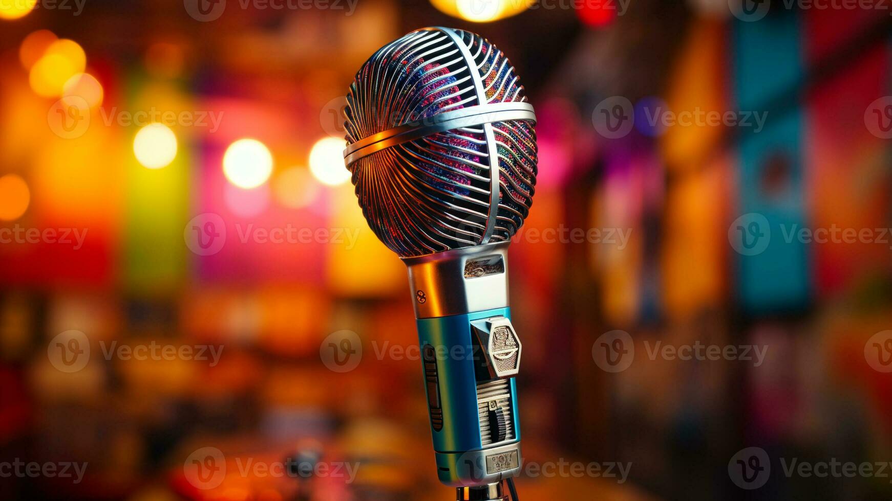 Sound in Style Microphone on a Vibrant Color Background, AI Generative photo