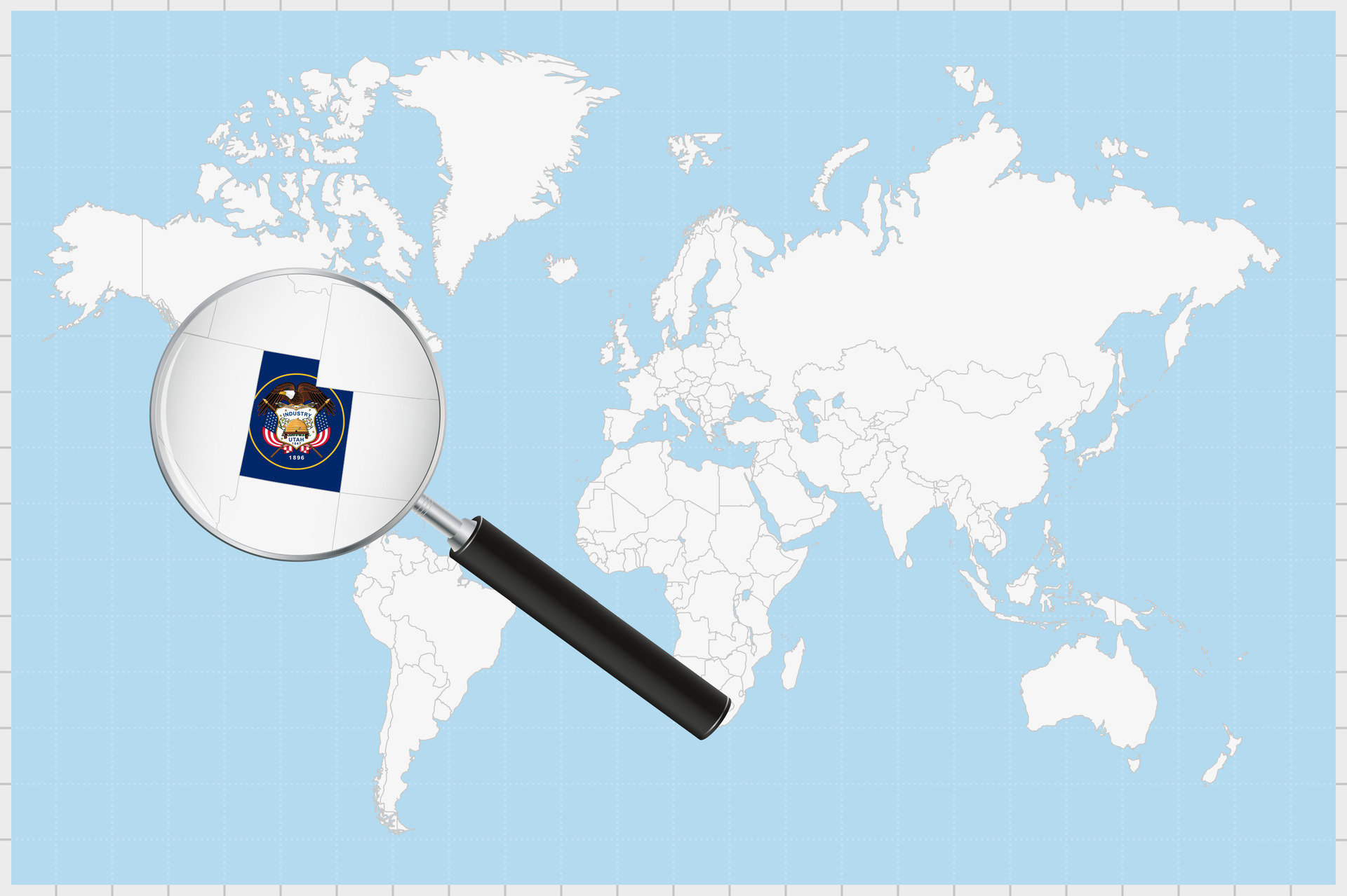 Magnifying Glass Showing A Map Of Utah On A World Map 34865326 Vector Magnifying Glass Showing A Map Of Utah On A World Map Vector