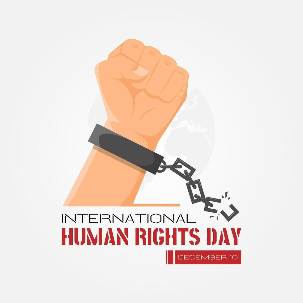 International Human Rights Day with fists handcuffed with broken chains vector