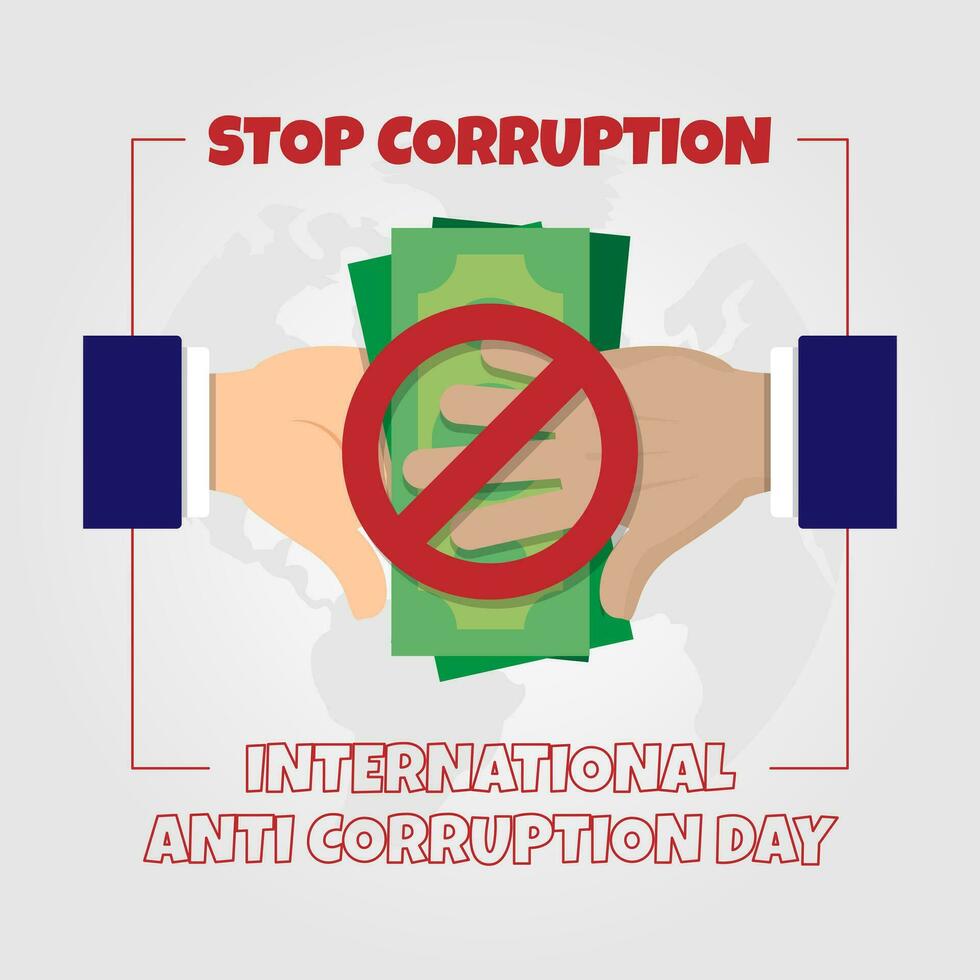 internacional anti corrupción día póster con detener soborno vector