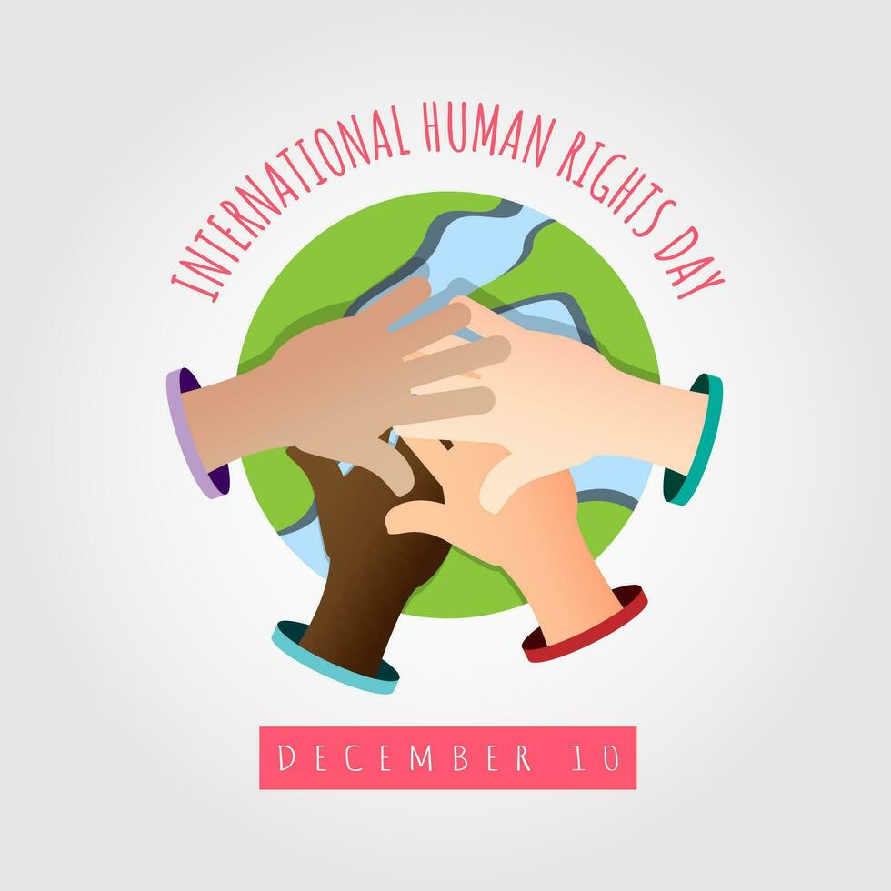 International Human Rights Day poster with joining hands all over the world vector