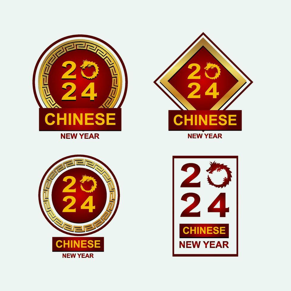 chino nuevo año icono logo con 4 4 frio diseño opciones vector
