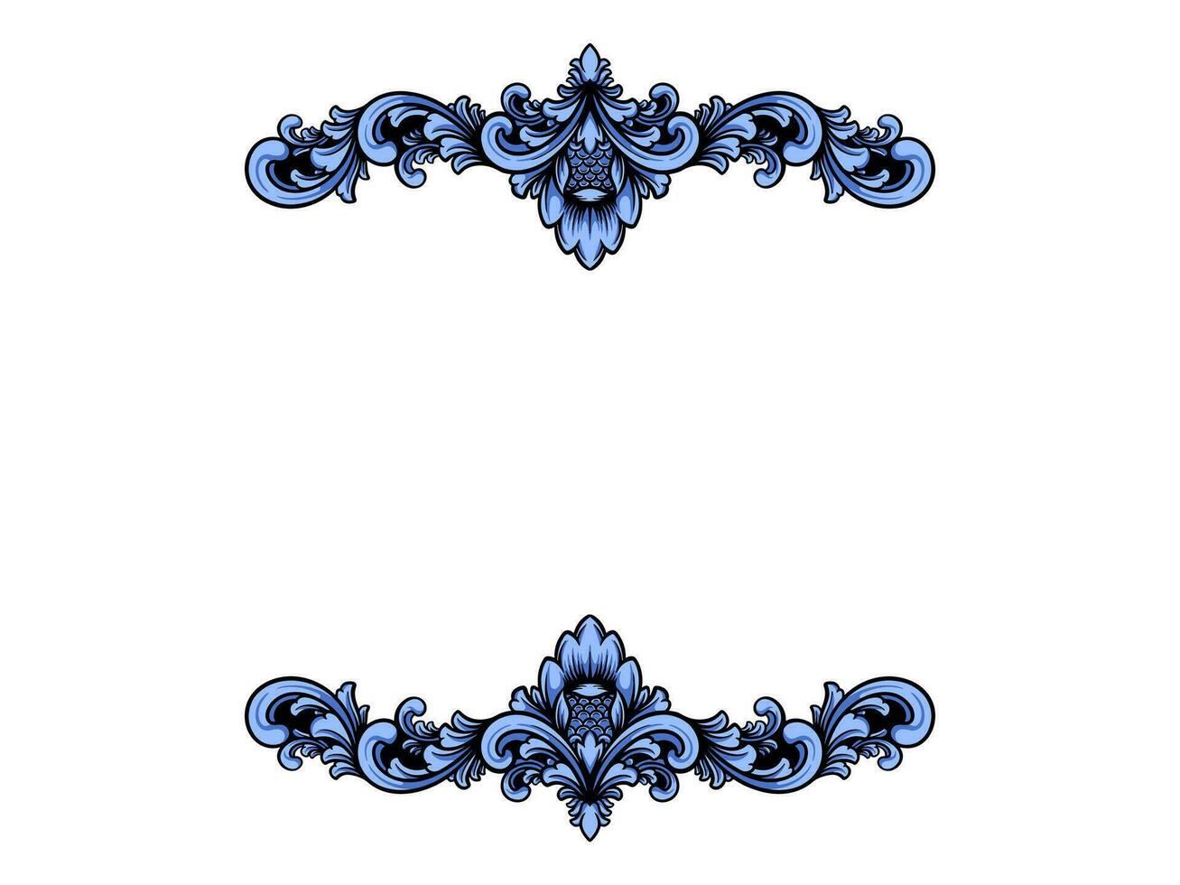 a blue ornamental border with a scroll vector