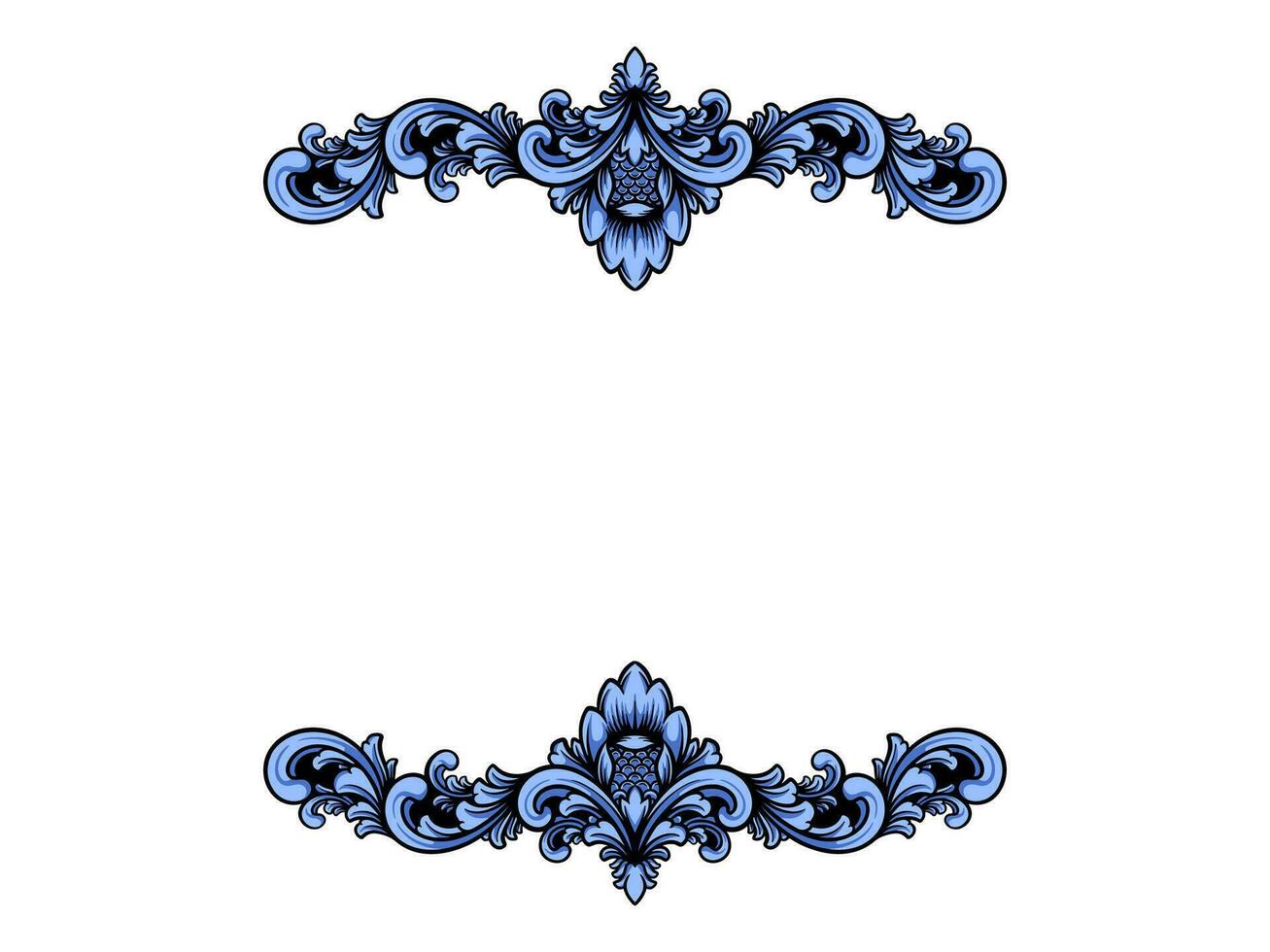 a blue ornamental border with a scroll vector