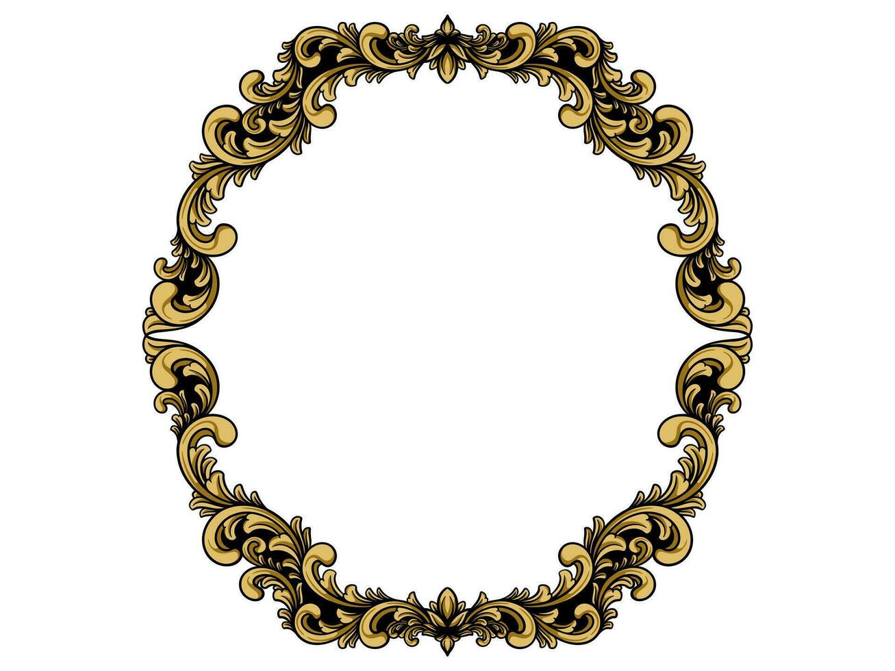 an ornate gold frame with a white background vector