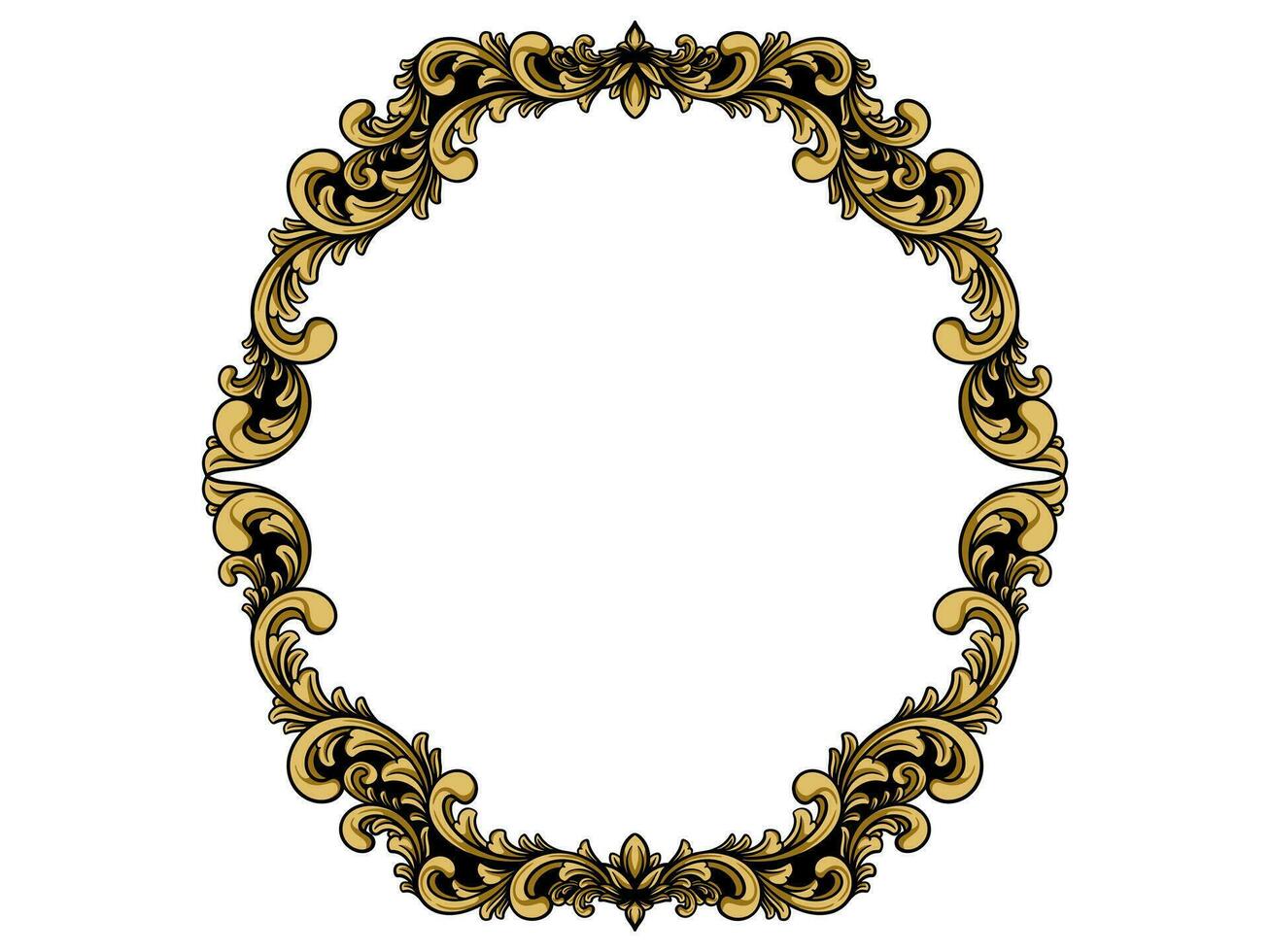 an ornate gold frame with a white background vector