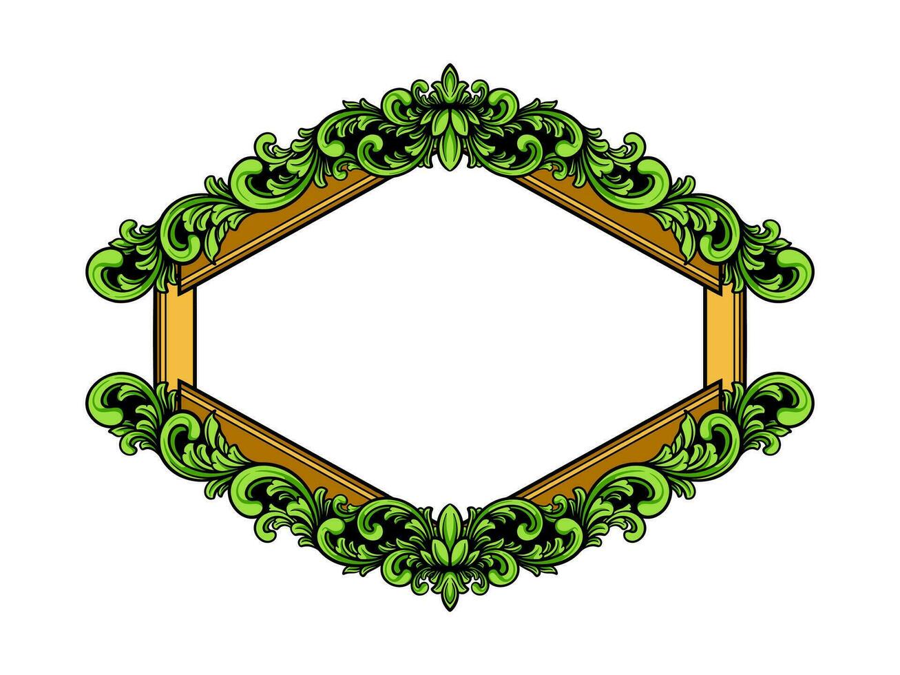 decorative frame with green leaves and flowers vector