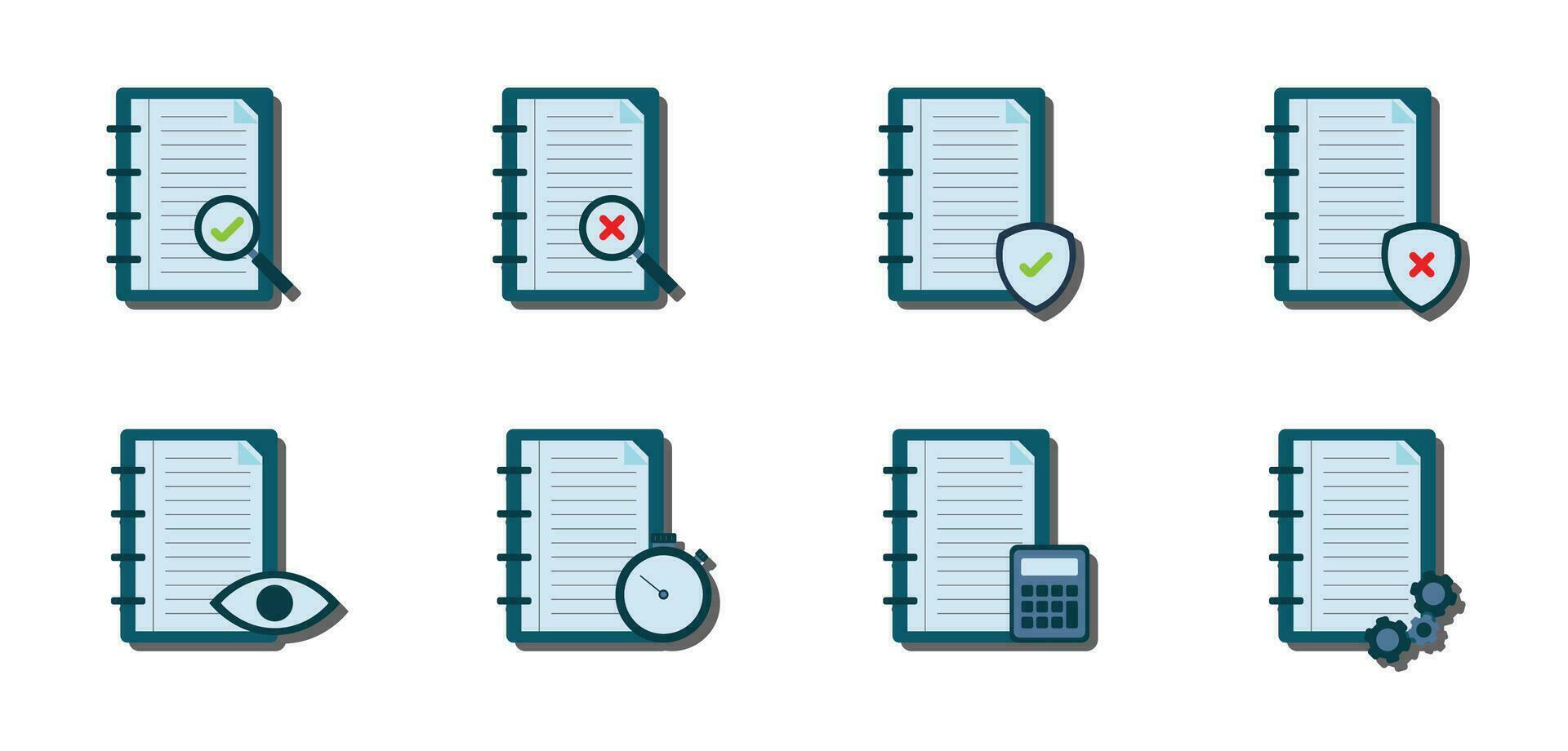 conjunto de auditoría plano icono vector