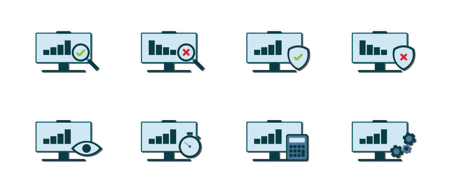 conjunto de auditoría plano icono vector