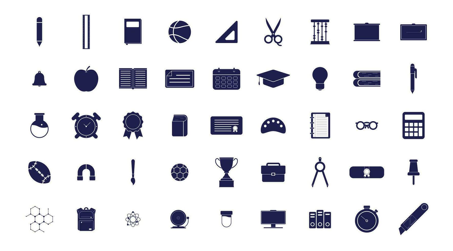 set of school fill icon vector