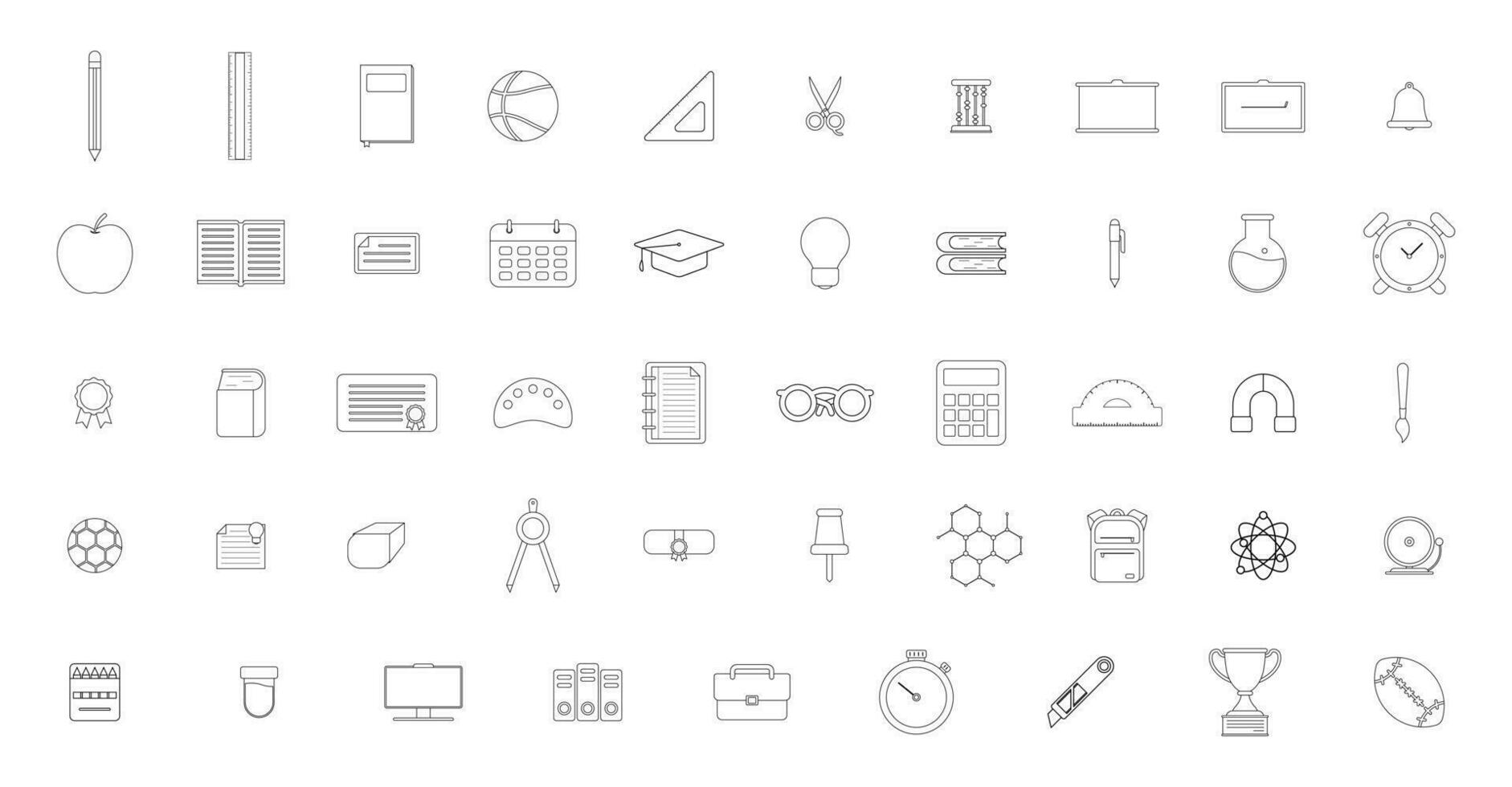 set of school outline icon vector