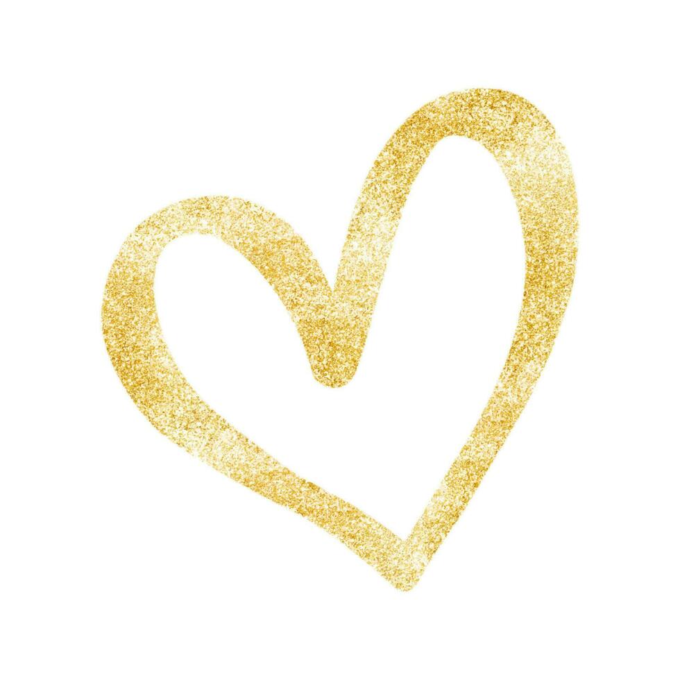 contento enamorado día con oro Brillantina contorno corazón vector