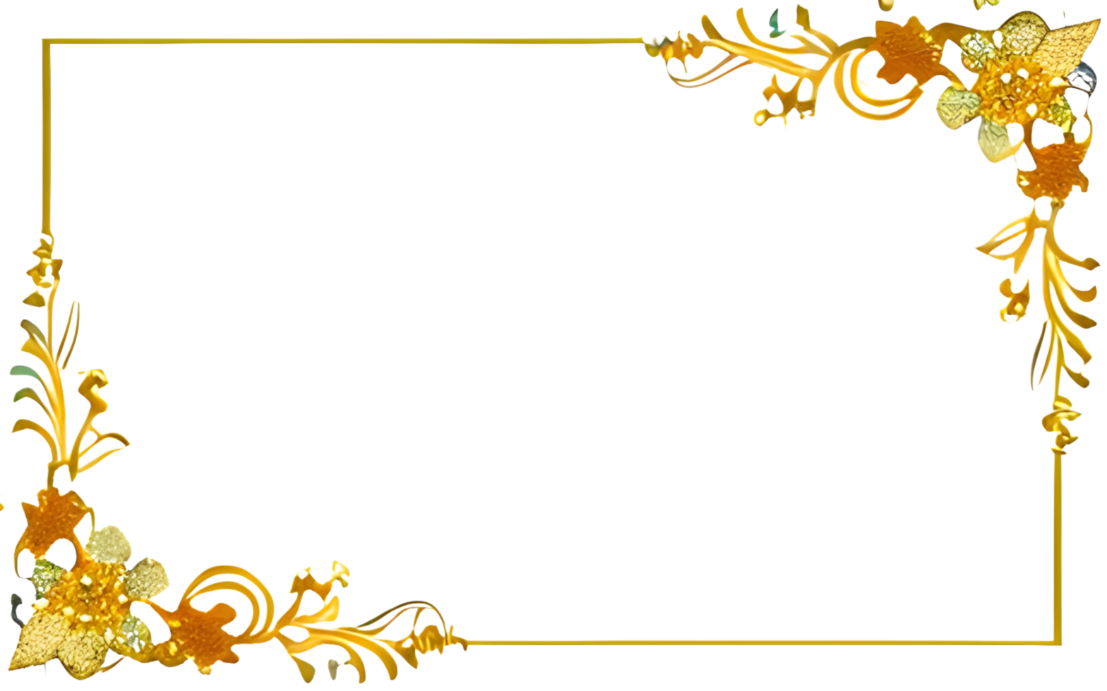 AI generated Sakura border frame gold luxury PNG transparent background