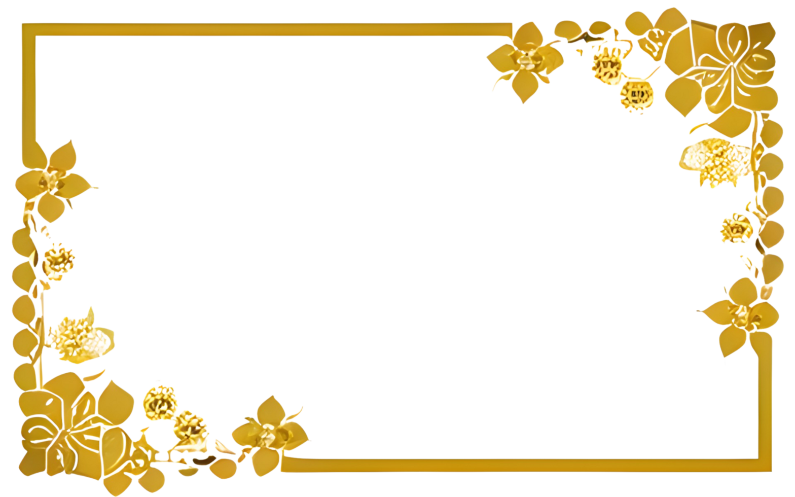 AI generated Sakura border frame gold luxury PNG transparent background