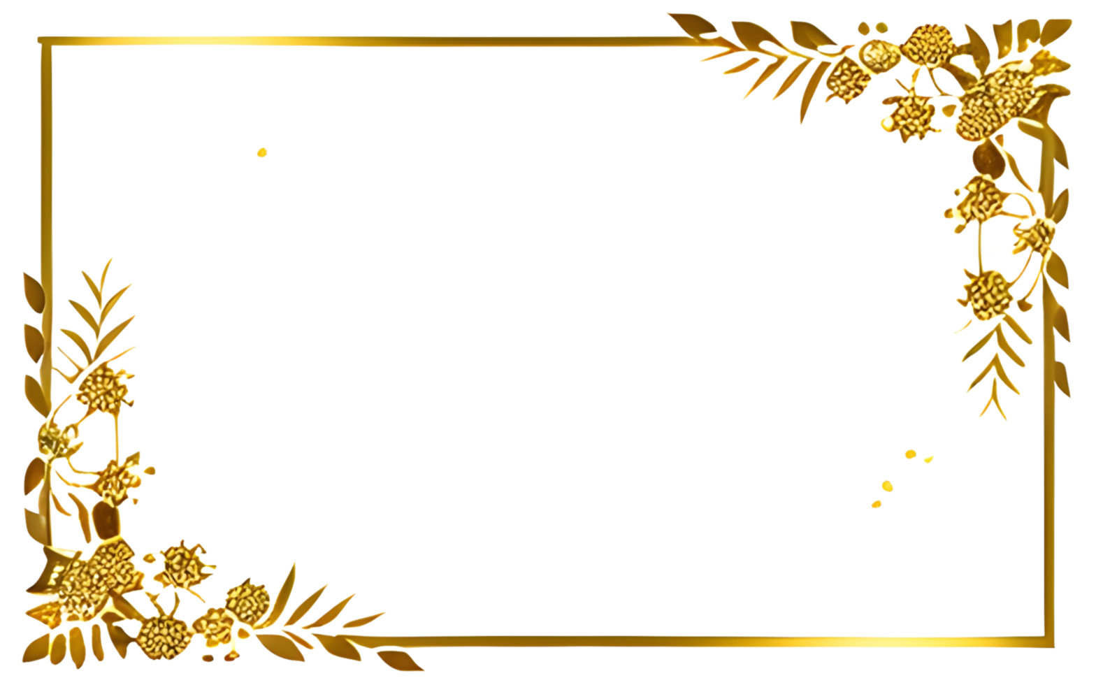 AI generated Sakura border frame gold luxury PNG transparent background