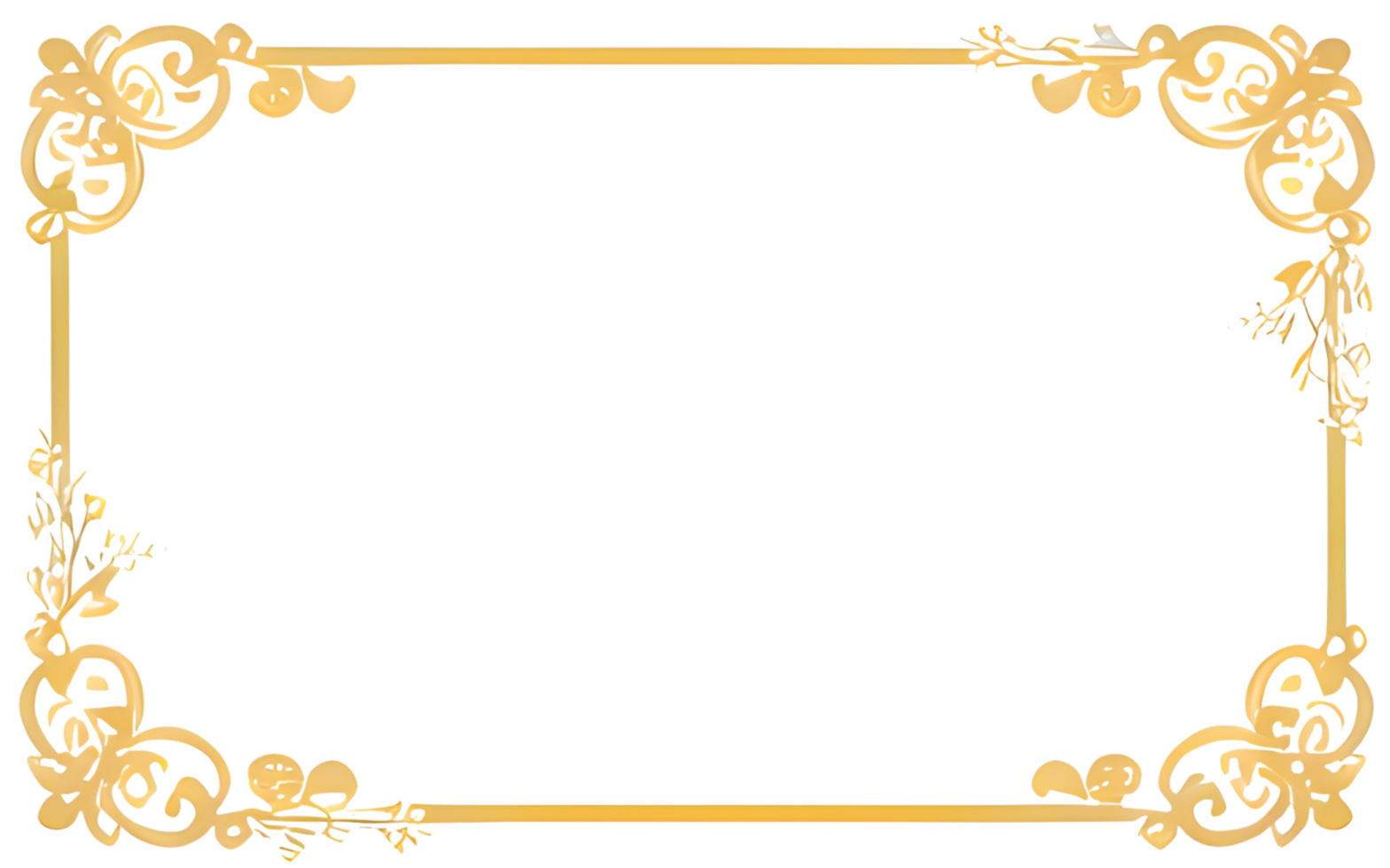 AI generated Sakura border frame gold luxury PNG transparent background