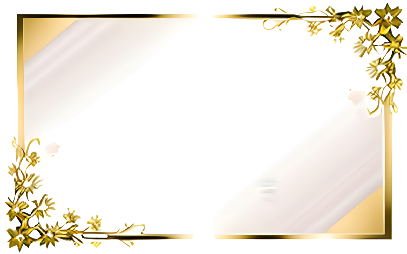AI generated Sakura border frame gold luxury PNG transparent background