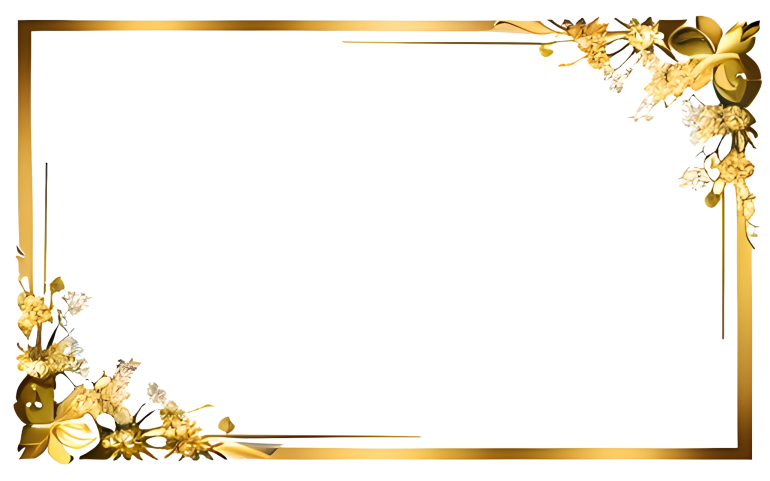 AI generated Sakura border frame gold luxury PNG transparent background