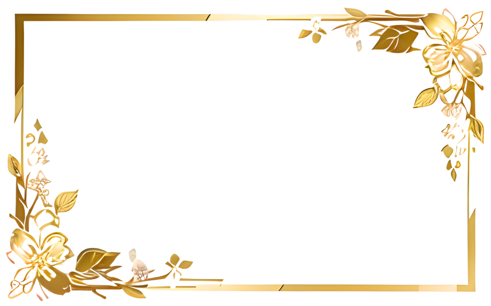 AI generated Sakura border frame gold luxury PNG transparent background