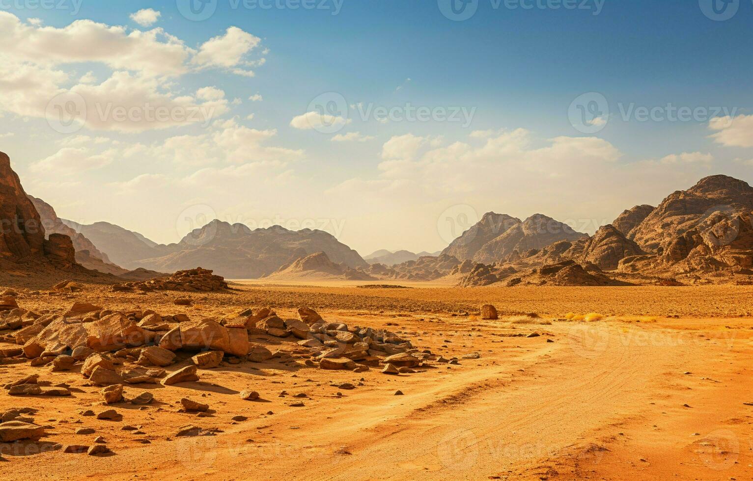 Panoramic image of the African desert formation. AI Generative photo