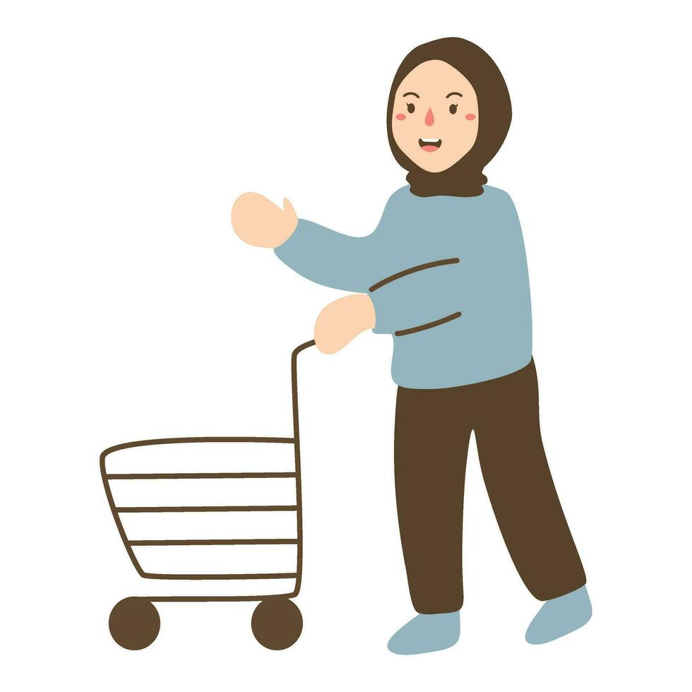 happy people shopping groceries illustration vector