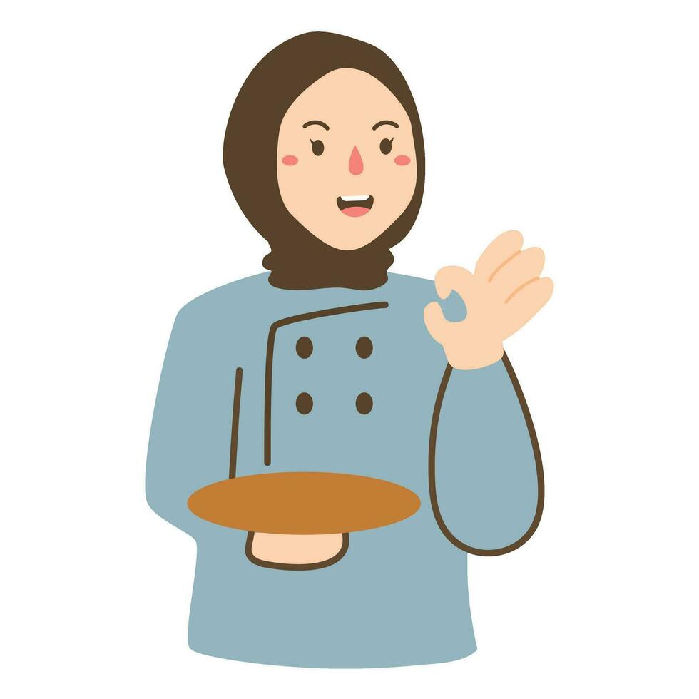 musulmán mujer cocinero mascota logo vector