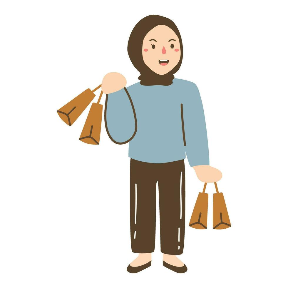 hand drawn illustration people shopping on sale vector