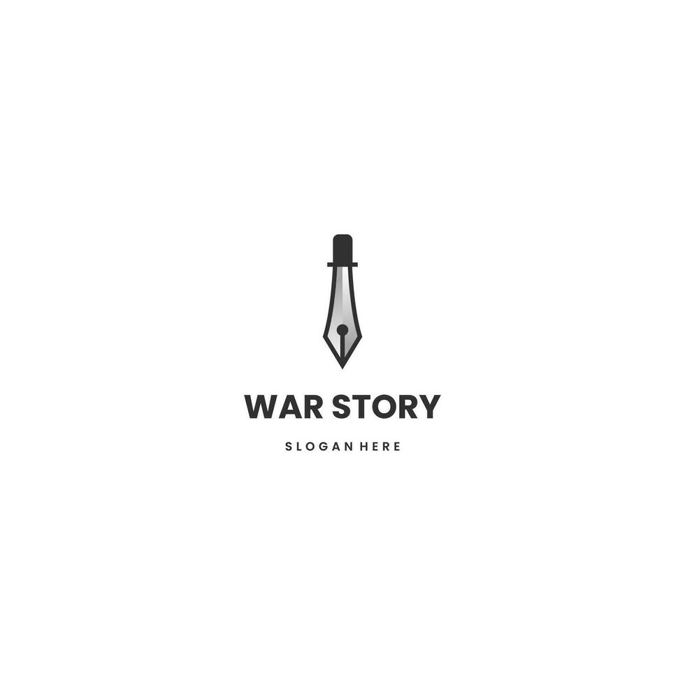 war story logo design, sword combine with pen tool icon logo template vector