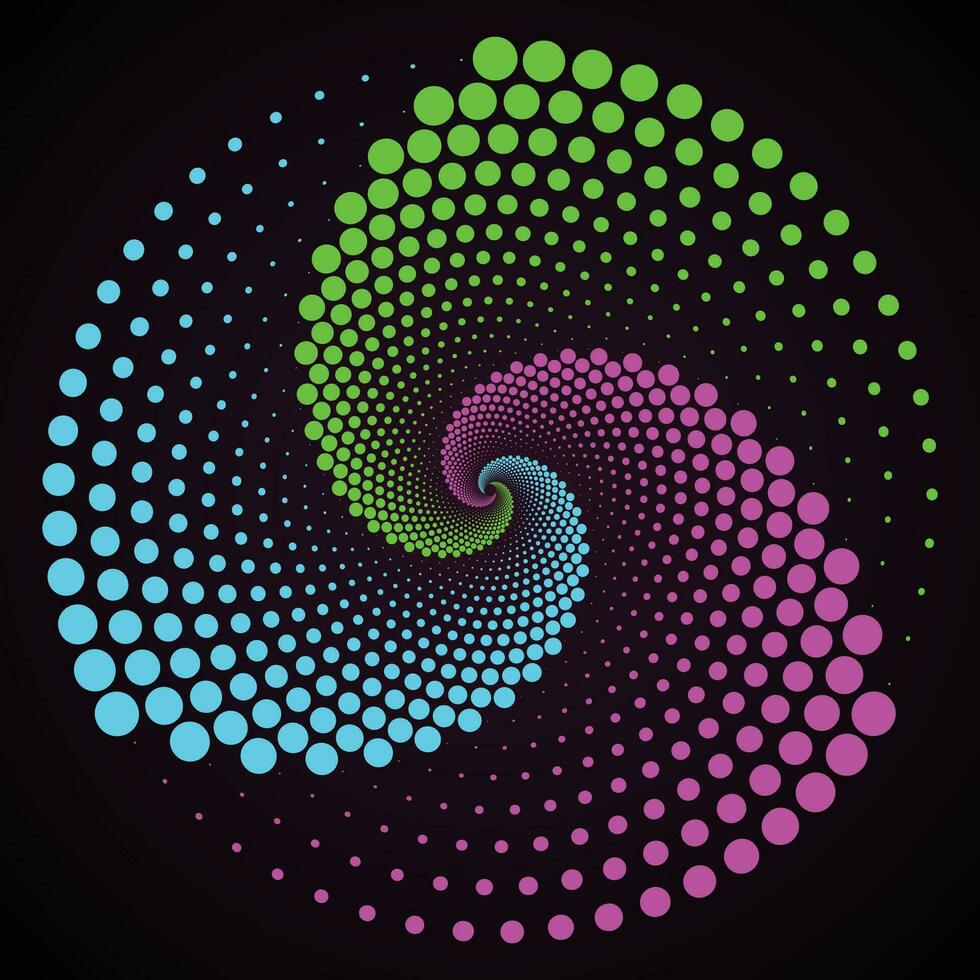 Multicolor dotted spiral vortex circle vector Mandala illustration