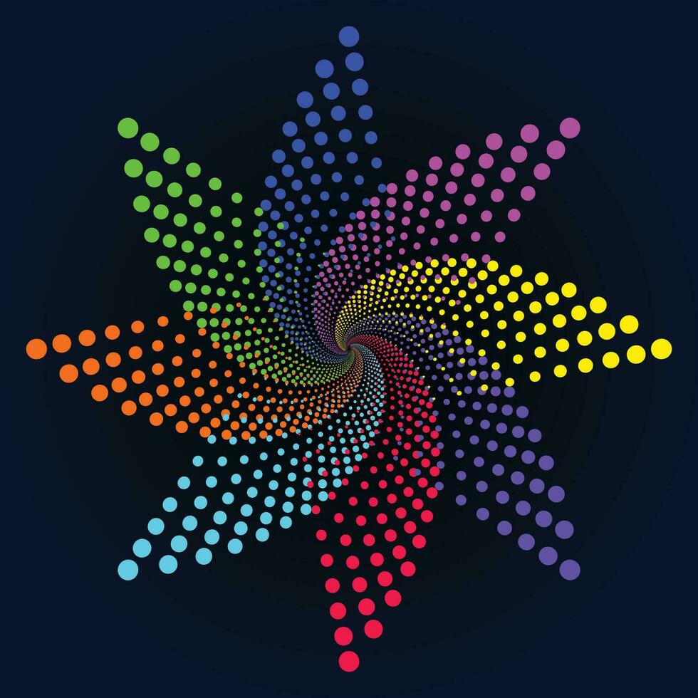 multicolor punteado espiral vórtice circulo vector mandala ilustración