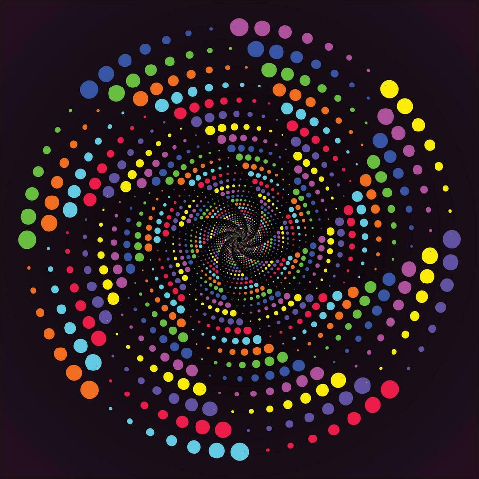 Multicolor dotted spiral vortex circle vector Mandala illustration