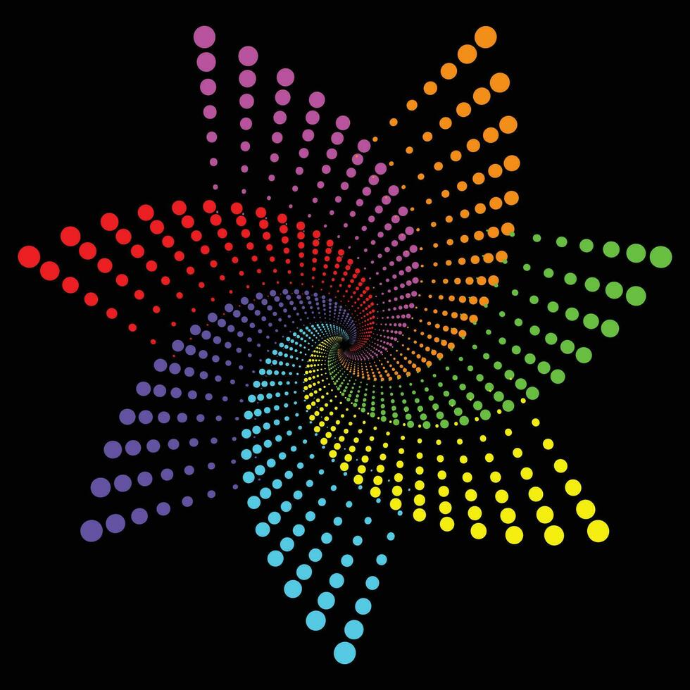 Multicolor dotted spiral vortex circle vector Mandala illustration