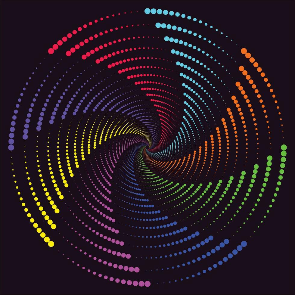 multicolor punteado espiral vórtice circulo vector mandala ilustración