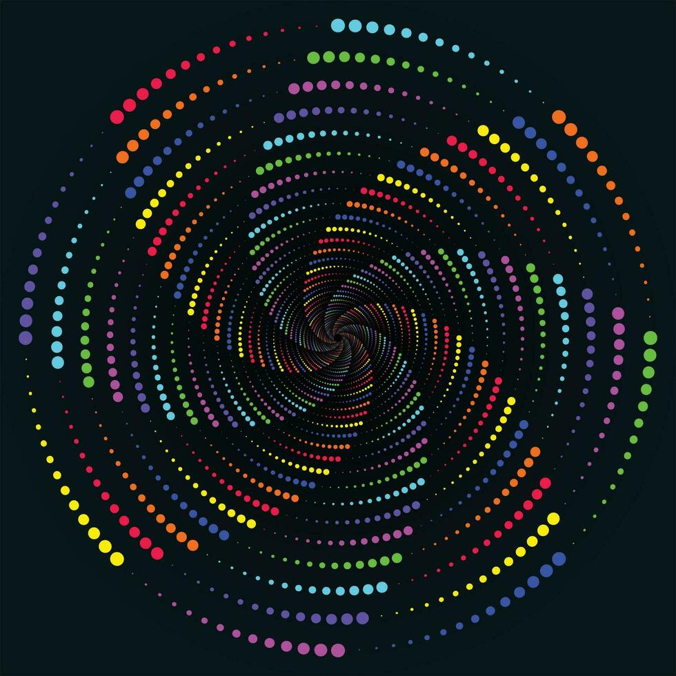 Multicolor dotted spiral vortex circle vector Mandala illustration