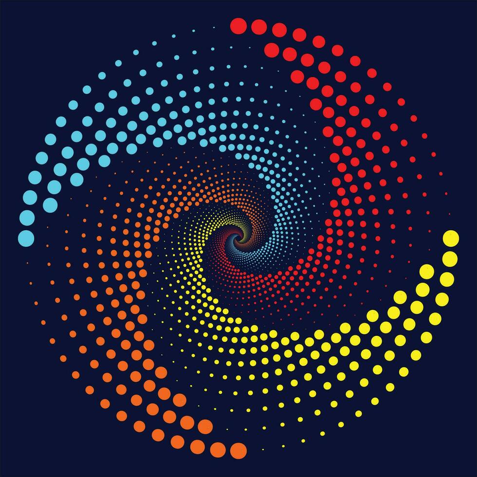 Multicolor dotted spiral vortex circle vector Mandala illustration