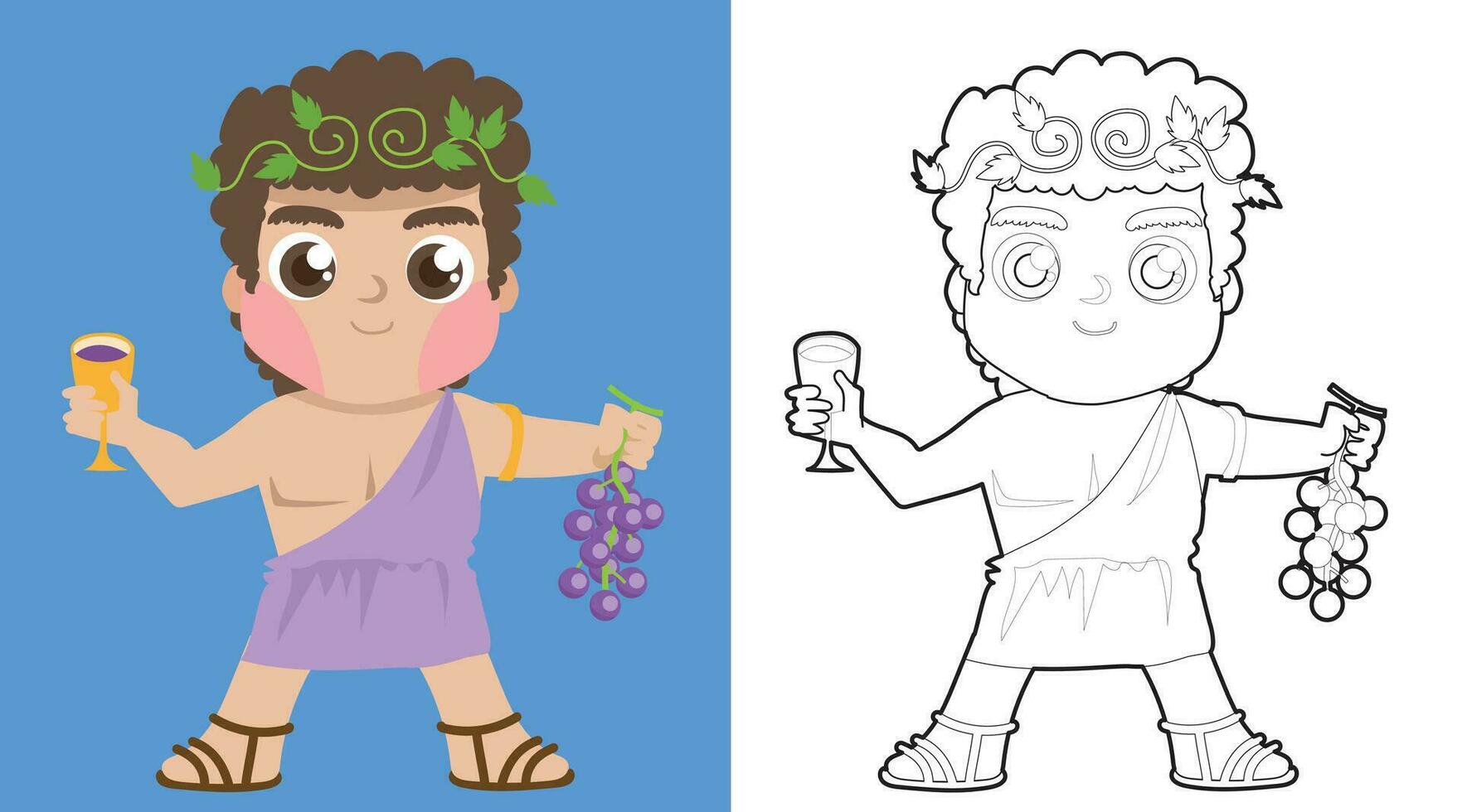 colorante hoja de cálculo antiguo Grecia mitología. griego deidad tema elementos. colorante página actividad para niños vector