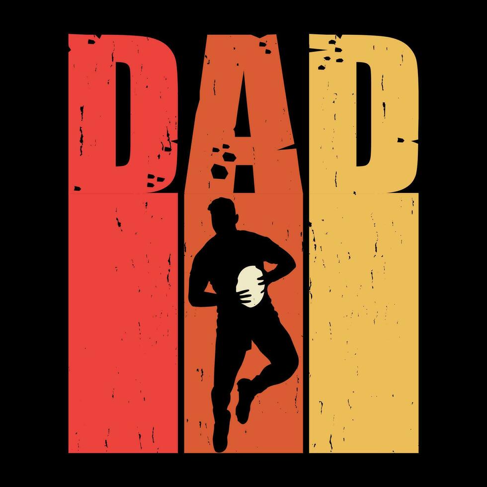 Dad Lover Father's Day Funny Rugby Player Coach Vintage Rugby Player T-shirt Design vector