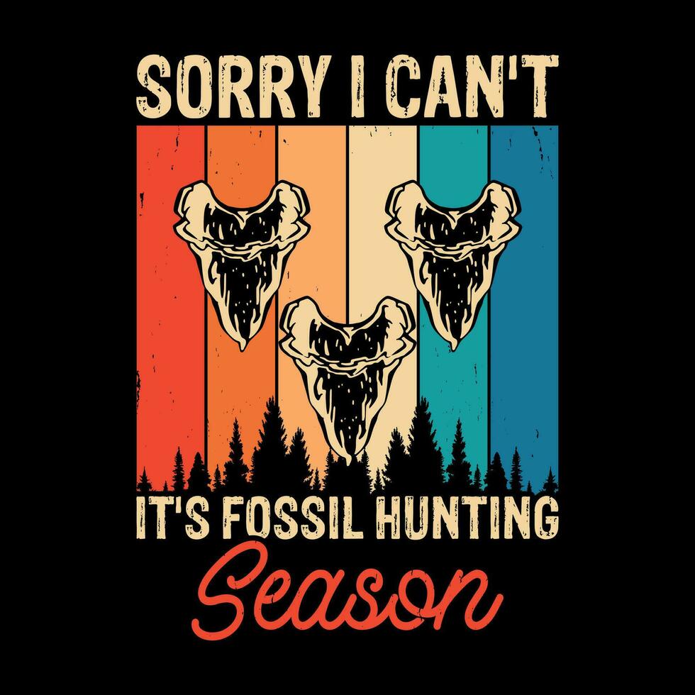 Funny Vintage Fossil Hunting T-shirt Design vector