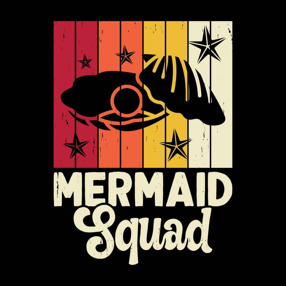 Mermaid Squad Funny Shell Collector Vintage Seashell T-shirt Design vector