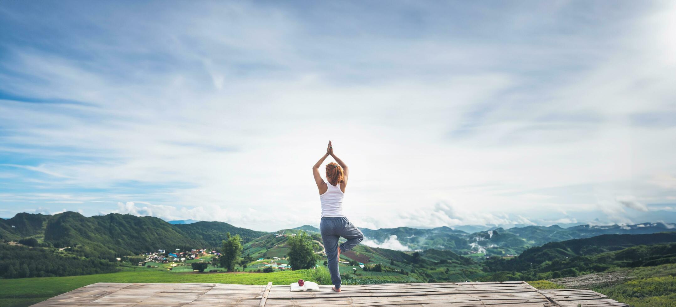 woman asia travelers travel. Play if yoga. phetchabun phutubberg thailand photo