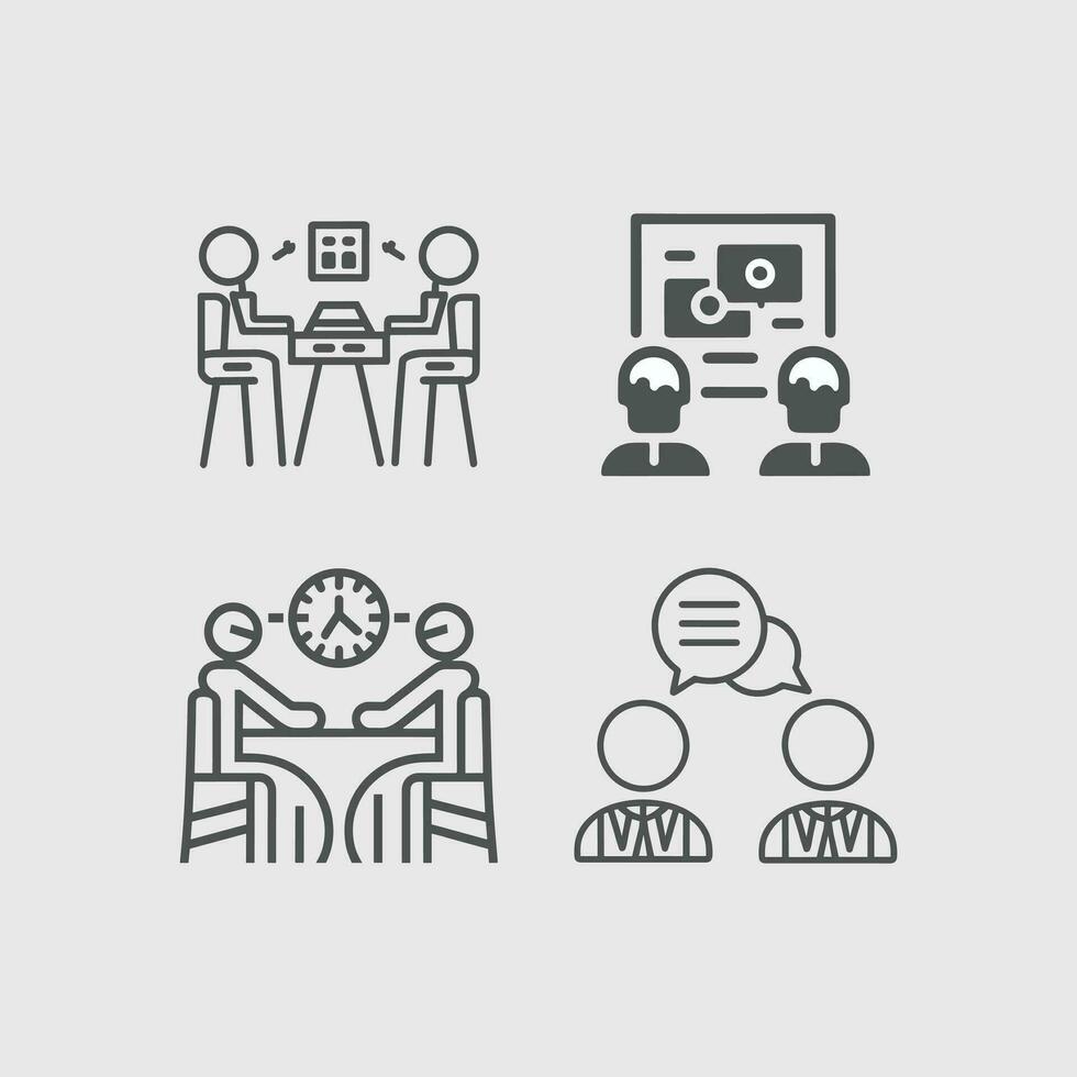 meeting outline icons vector