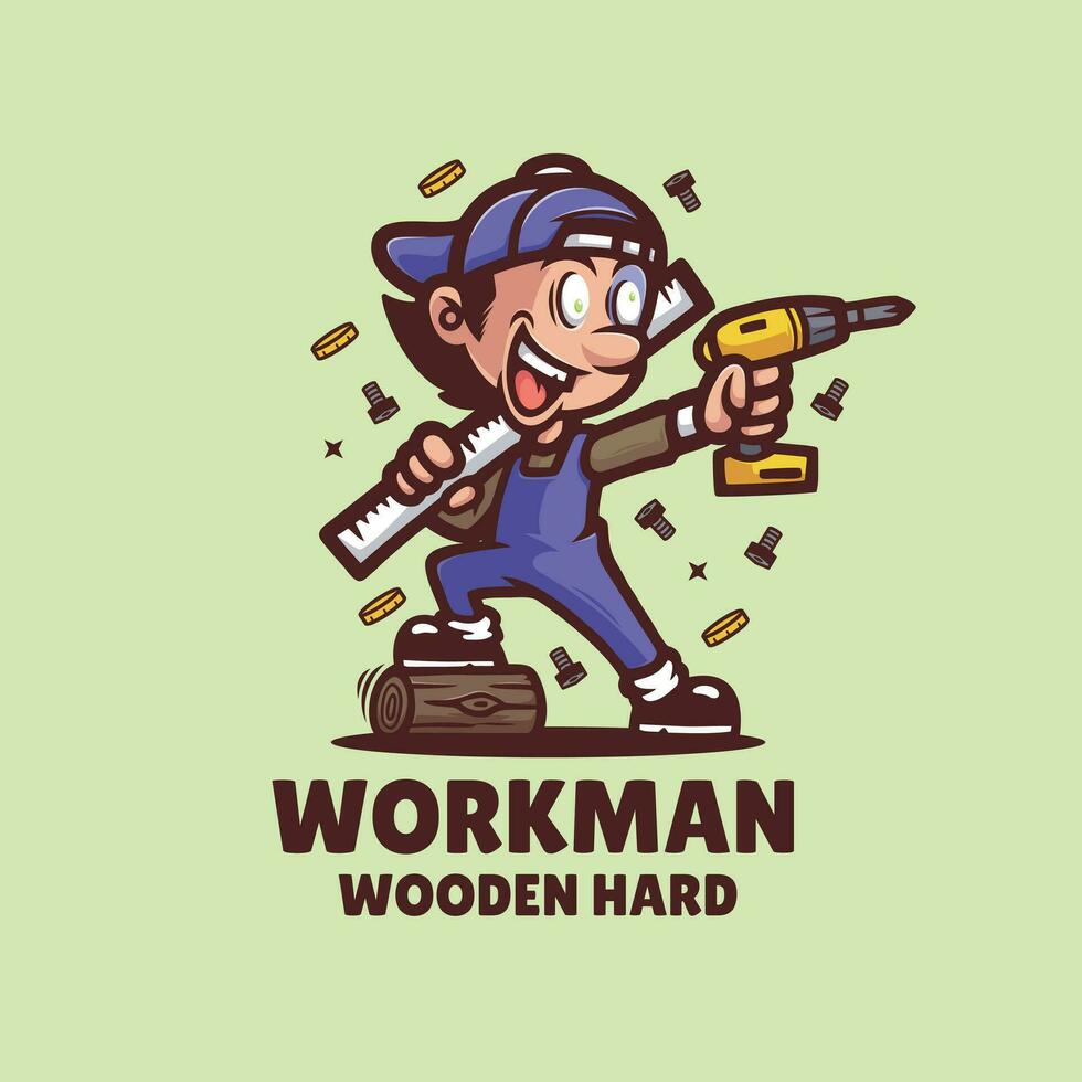 obrero de madera logo vector