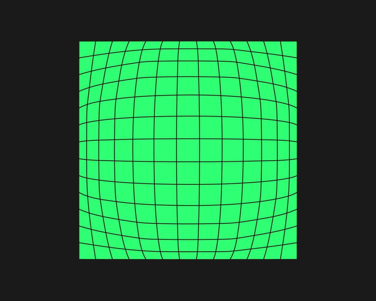 Cyberpunk perspective grid. Cyber geometry y2k element. Isolated style on black background. Vector trendy illustration.