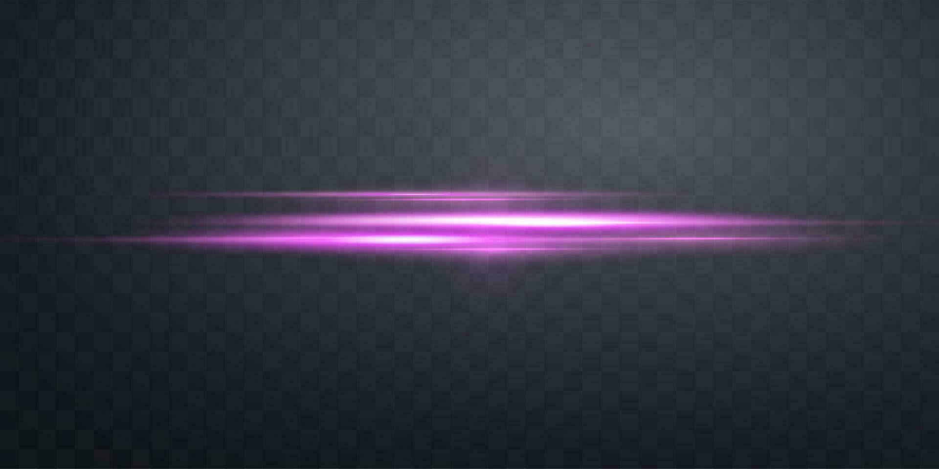 Pink horizontal lensflare. Light flash with rays spotlight. Pink glow flare light effect. Vector illustration.