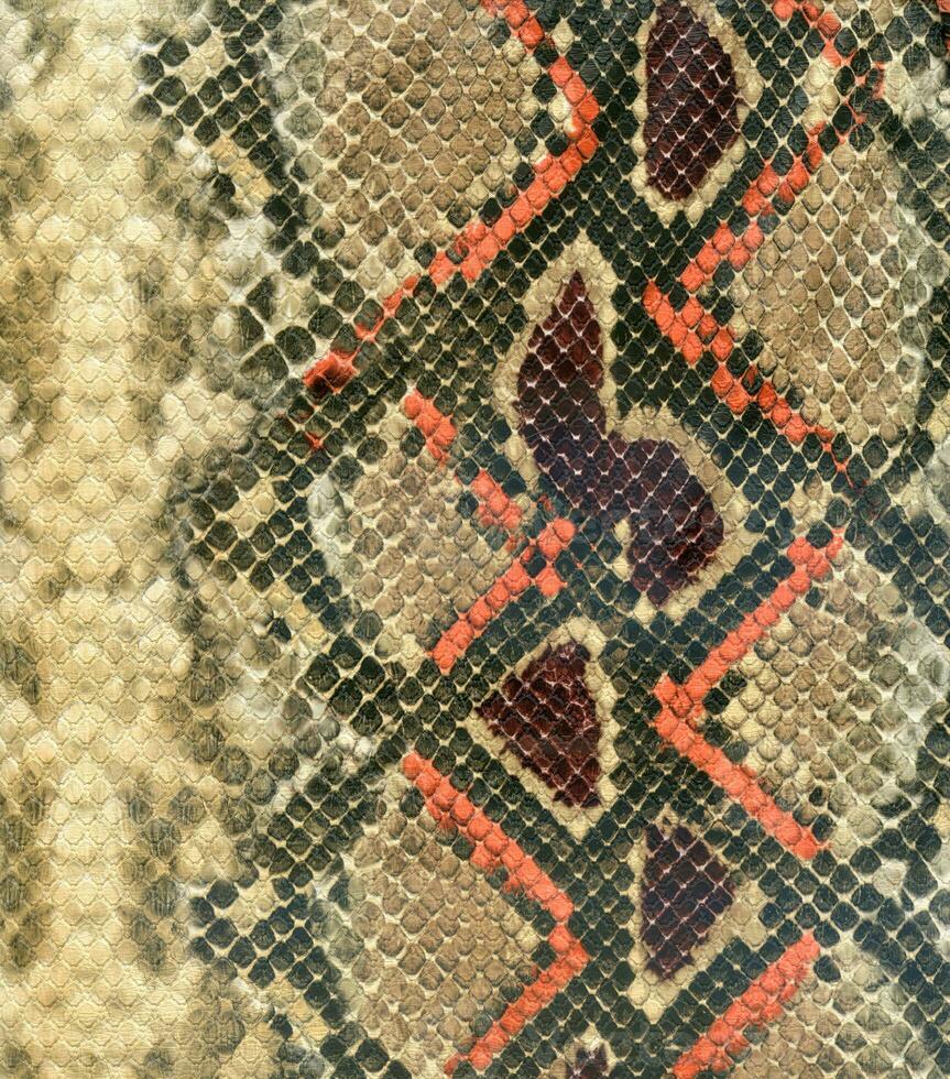 Snake skin leather textured reptile print. Pyton animal leather background. photo