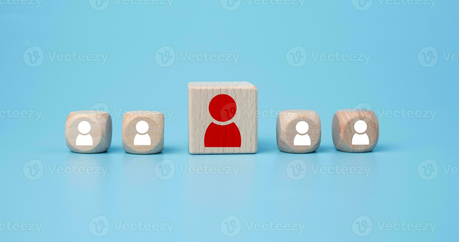 Concept business and HR for leadership and team leader, A wooden block different and stand out from the group. photo