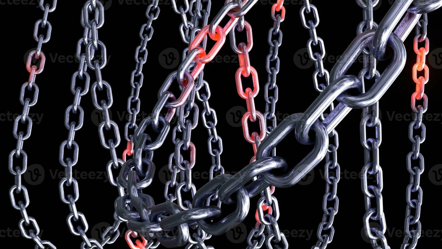 Metallic Chain Links on Black Background photo