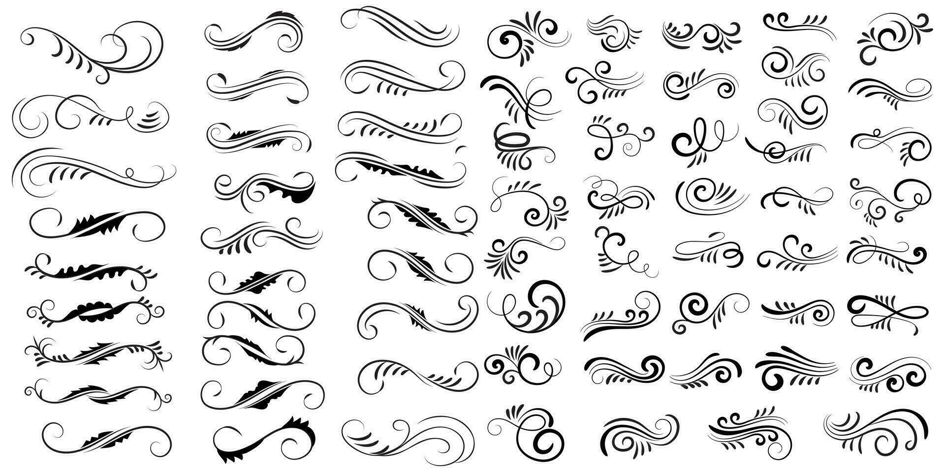 Vector graphic elements for design vector elements. Swirl elements decorative illustration. Classic calligraphy swirls, greeting cards, wedding invitations, royal certificates and graphic design.